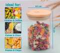 Karbon Borosilicate Glass Jars with Bamboo Lid I Transparent Airtight Borosilicate Kitchen Containers Set | Glass Jars for Cookies Snacks Dry Fruits Nuts Pulses | 600 ml. 