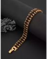 Gold Plated Bracelet With Rudraksha Studded Adjustable Lock Bracelet For Men. 