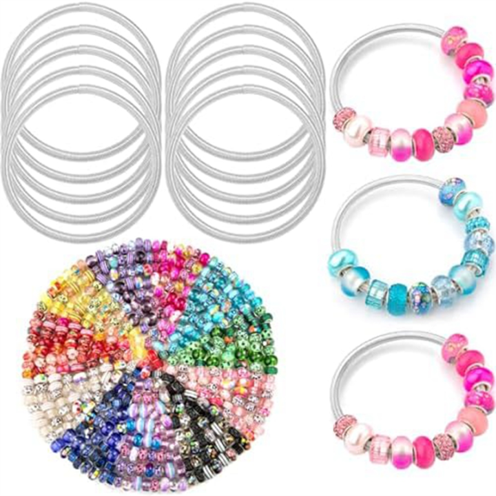 20Pcs Elastic Charm Bracelets Plus 220PCS Large Hole Spacer Beads DIY Charm Bracelet for Women Jewelry Birthday Gifts Multicolor Metal Daraz .np