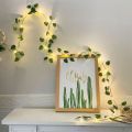 Home Wall Decor 2M 20 LED Green Leaf String Lights Battery Operated Artificial Vine Fairy Lights Fake Green Leaf Vine Design Curtain Led Lights Living Room. 