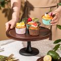 Decorative 8 Inch Wooden Cake Stand High Base Household Fruit Snacks Storage Tray Circular Shape Dessert Pastry Display Stand Party. 