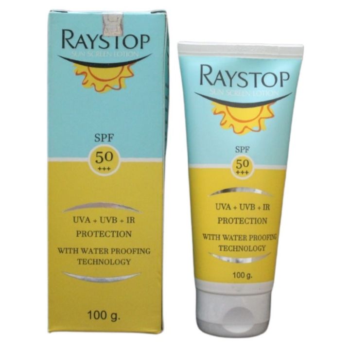 Raystop Sunscreen Lotion SPF 50+++, UVA+UVB+IR Protection, With Water ...