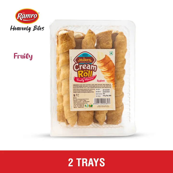 Ramro Modern Egless Cream Roll Fruity Flavor (Pack of 8 Piece)300g X 2 ...