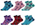 Multicolor Printed Half Socks for Kids - Pack of 6 Pairs (SKH). 