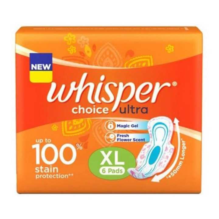 Whisper Choice Ultra Xl Sanitary Pads - 6 Pieces Pack of 3