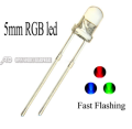 Led Diode 5mm Super Bright RGB LED Multicolor (Pack of 20 Pcs) 2 pin Legs Red, Green. Blue Colors(Fast Blinking). 