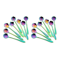 NAMUNY 16 Flower Spoon Set, 410 Stainless Steel Reusable Tea Spoon, Stirring Spoon, Coffee Spoon (4.9 Inch, Rainbow). 