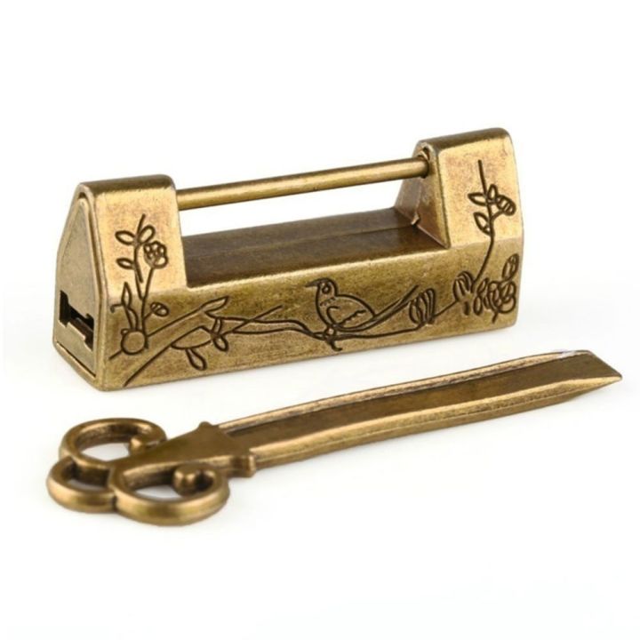 Bird Chinese Flower Carved Antique Locks Lock and Key Padlock Locks ...