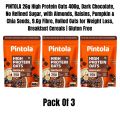 PINTOLA 25g High Protein Oats 400g, Dark Chocolate,No Refined Sugar, with Almonds Raisin, Pumpkin and Chia Seeds, 8g Fibre, Rolled Oats for weight loss, Breakfast Cereals | Gluten Free | Pintola Protein Oats Chocolate | Pintola protein oats 400g dark choc. 