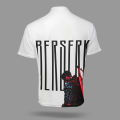 Berserk Guts Back Print & Brand of Sacrifice Front Logo Casual Graphic Printed| White Anime T-Shirt. 