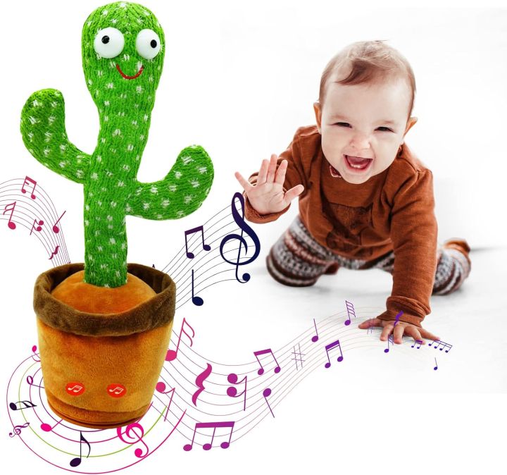 Dancing Cactus Toys, Talking Dancing Cactus Plush Toy Electronic Shake Toys, Repeat English Songs Plush Cactus Toys for Babies, Children Funny Toys