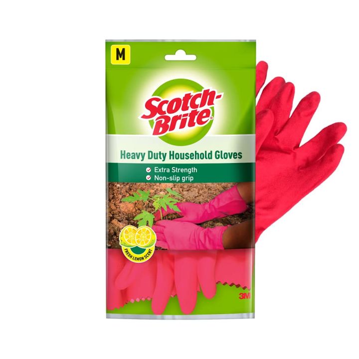Scotch-Brite Rubber Heavy Duty Hand Gloves for Dishwashing | Gardening | Household 1 Pair