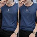 Ice silk vest men's tide cut-out mesh breathable and quick-drying sports thin wide shoulder wear sleeveless T-shirt summer. 