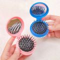 Foldable Pretty Small Round Comb Mini Makeup Mirror Multifunctional Hair Care Air Cushion Brushes Scalp Massage Styling Tools. 