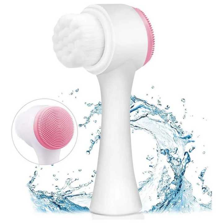 Double-Sided Facial Cleansing Brush Silicone Face Skin Care Tool Facial Massage Cleanser Brush Makeup Remover Brush Beauty Tools for Pore Deep Cleansing Face Wash Scrubber Brush