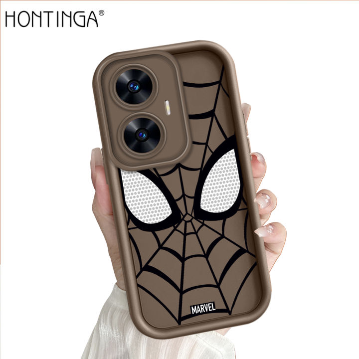 Hontinga for Realme C55 Back Cover Spider-Man Pattern Ladder Soft Camera Protection Rubber Phone Case