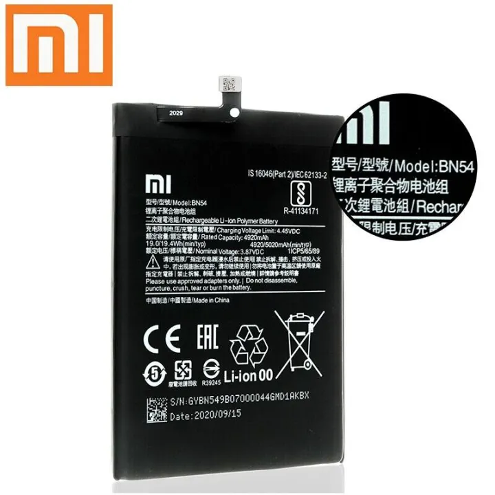 Xiao%20Mi%20Phone%20Battery%20BN54%20For%20XIAOMI%20Redmi%20Note%209%20BN54%205020mAh%20Replace%203.85V%20Lithium-ion%20Polymer%20Battery%20+%20too%20-%20Image%204