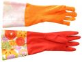 2 Pairs Long Cuff Waterstop Dishwashing Cleaning Household Latex Gloves. 
