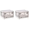 Cluellp-2X Storage Bins with Double Side Doors , Clear Storage Boxes with Lid , Organization Box with Wheels White. 