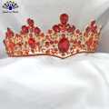 Jewels of Nepal Golden Red Faux Crystal Studded Stunning Bridal Crown/Hair Embellishment For Women. 