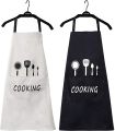 Cute Printed Black Waterproof Adjustable Kitchen Apron With Big Pockets. 