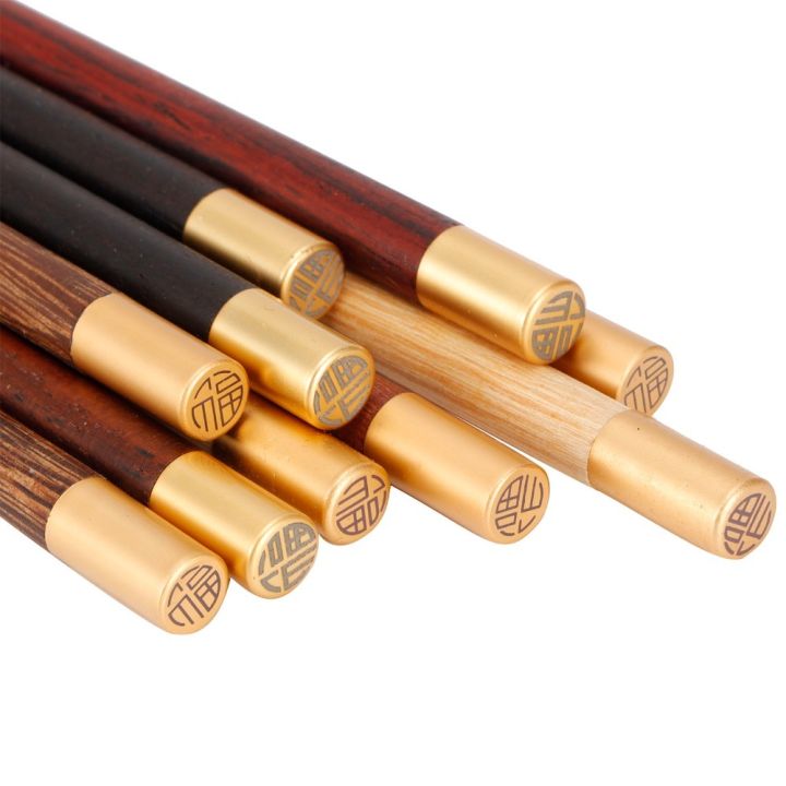 5%20Pair%20Elegant%20Wooden%20Portable%20Chopsticks%20Paint%20Free%20Wax%20Free%20Wooden%20Chopstick%20Smooth%20Copper%20Inlaid%20Head%20Dining%20Chopsticks%20Hotel%20-%20Image%203