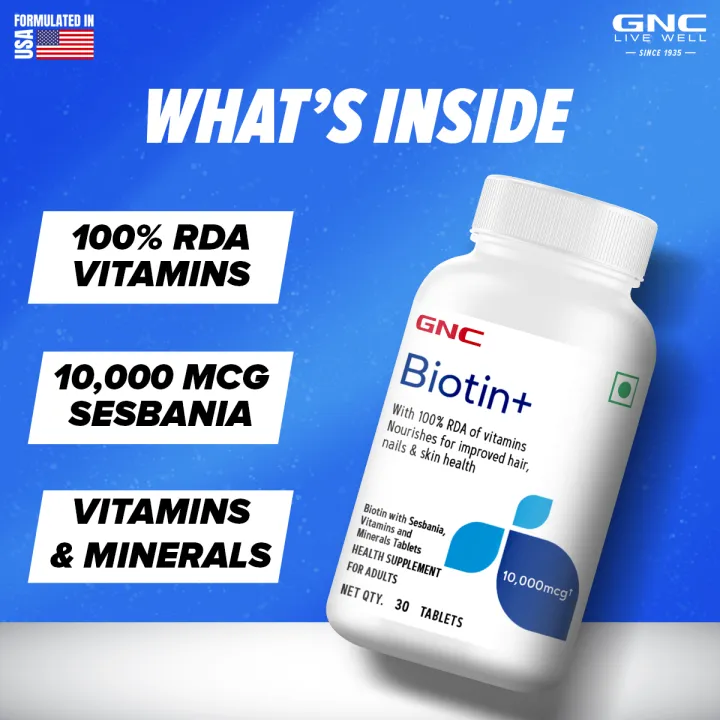 GNC%20Biotin%20Plus%2010,000mcg-%2030%20Tablets%20With%20Reduces%20Hair%20Fall%20&%20Promotes%20New%20Hair%20Growth%20-%20Image%204
