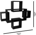Floating Wall Rack Shelves Decorative, Home for Living Room and Bedroom & Office MDF Wall Shelf (Number of Shelves - 5) (Black). 