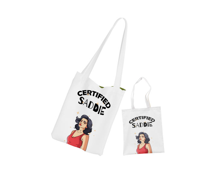 Certified Saddie Printed Cotton–Tote Bag