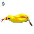Top Water 6.5cm 12g Soft Frog Fishing Bait Top Water Frog Lures Kit With Double Hook Sequins Color Yellow. 