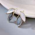 Leaf Pendant Earrings for Women, Blue and White, Adorable Jewelry, Trendy, Summer, Fresh, New Collection, 2025. 