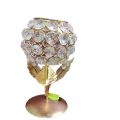 Golden Round Crystal Candle Holder For Decoration 6.5 Inch Height. 