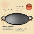Cast Iron Pizza Pan Steel Pizza Cooker with Handles Deep Stone for Oven or Griddle for Gas,33x33cm. 