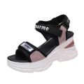 Thick-soled Wedge Velcro Sports Sandals Women's 2024 Summer New Style Muffin Wide Strip Student Beach Roman Sandals. 