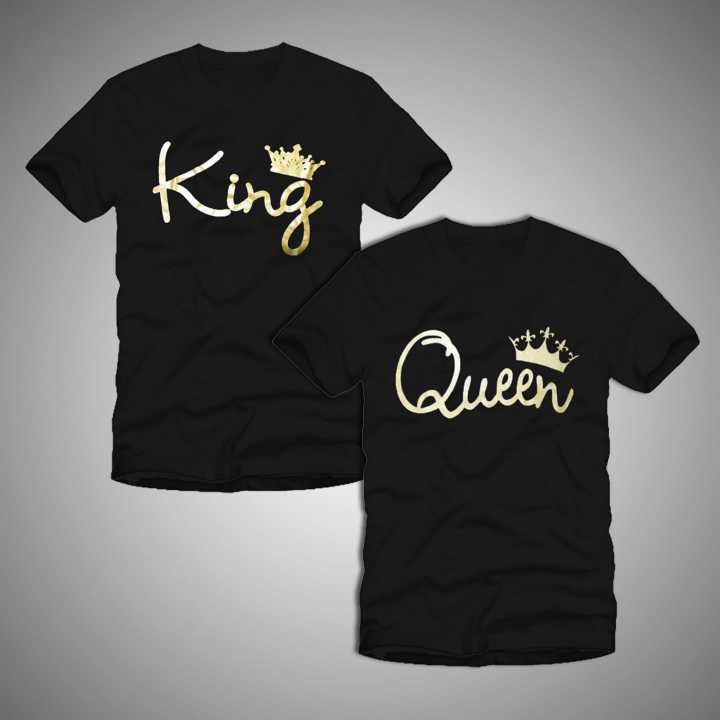 Black Couple King & Queen Printed T-Shirt For Men & Women