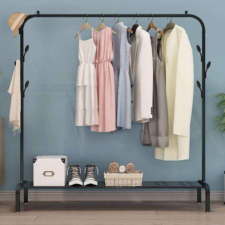Multipurpose%20Garments%20Rack%20with%20Bottom%20Shelves%20Closet%20Organizer%20Coat%20Hanger%20ome%20Cloud%20Stainless%20Steel%20Cloth%20Hanger%20Leaf%20Design%20-%20Black%20-%20Image%205
