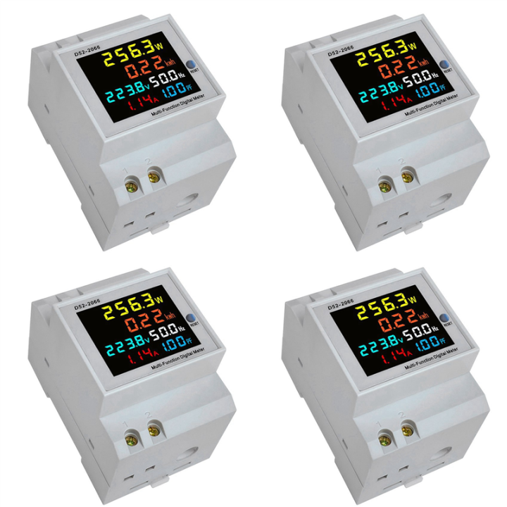4X Din Rail AC Monitor 6IN1 250450V 100A Voltage Current Power Factor
