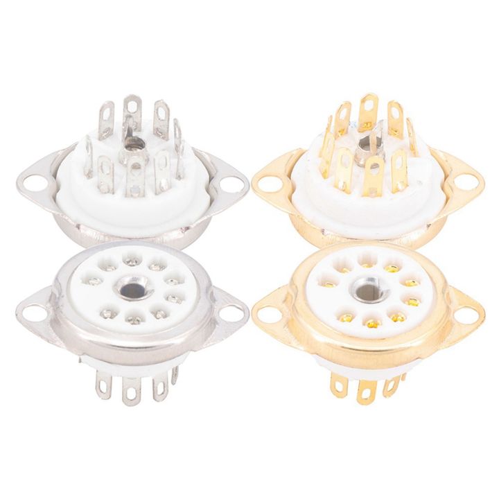20PCS Ceramic B9A Silver-Plated 9Pin Vacuum Tube Socket Panel Chassis Mount for ECC81 ECC82 ECC83 EL84 6922 Vacuum Tube