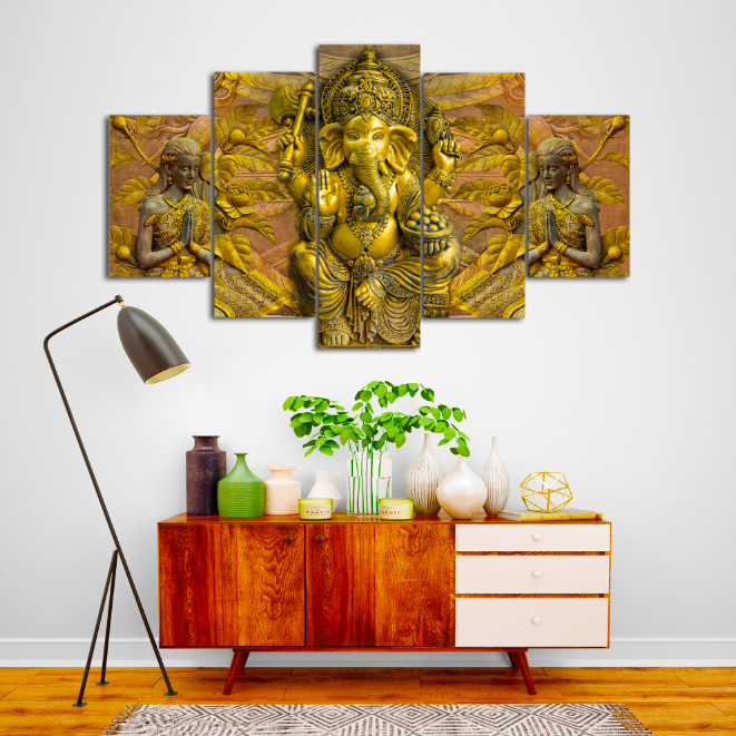 Ganesha 5 Panel Wall Canvas | Daraz.com.np