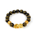 Obsidian Bacelet Unisex Wristband Gold Black Pixiu Wealth and  Luck Bracelet MNP. 