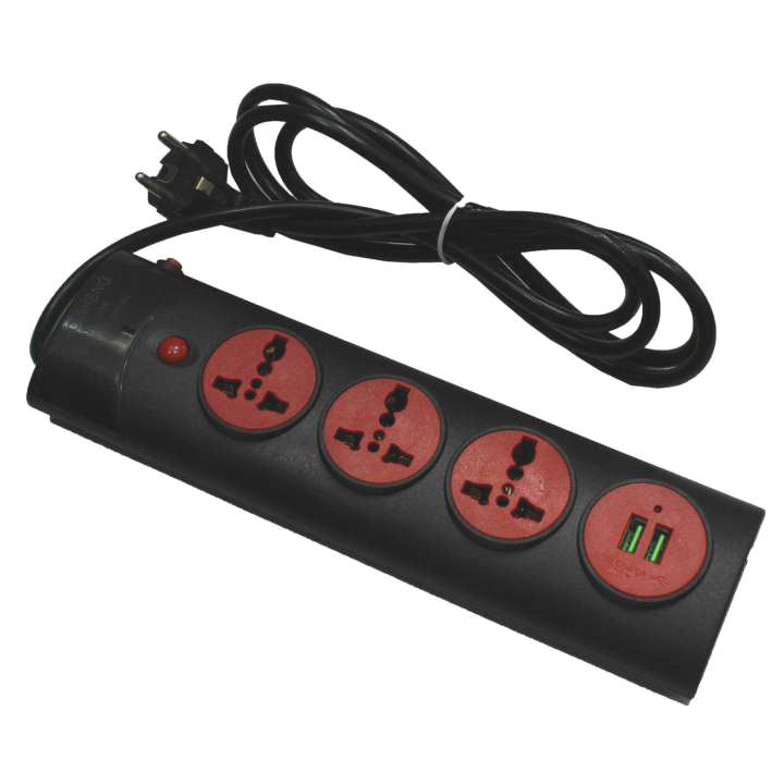 Qiao Sheng 804 3-Port Extension Chord With 2-USB Port