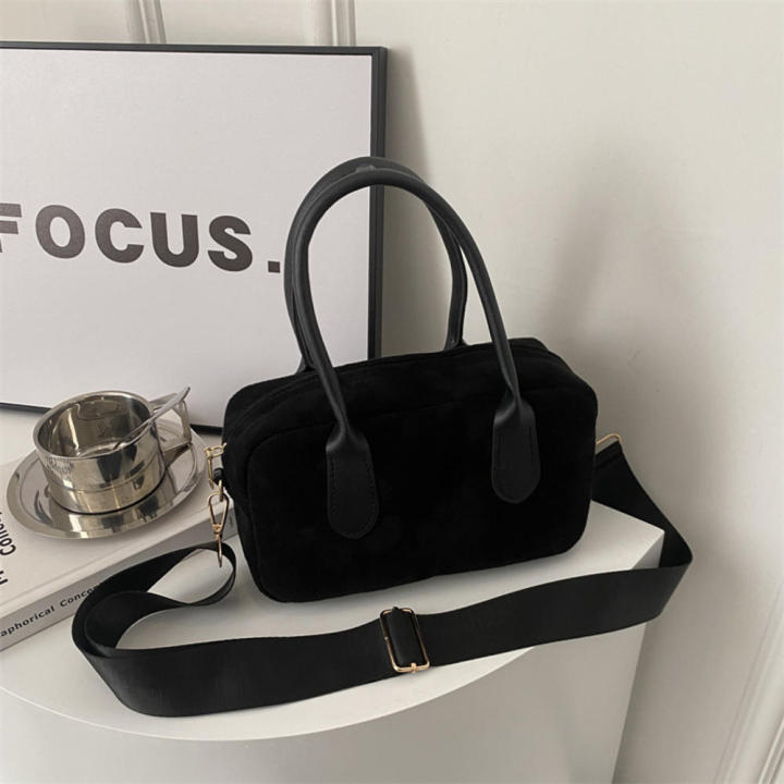 Luxury%20Boston%20Bag%20Large%20Capacity%20Crossbody%20Bag%20Suede%20Solid%20Color%20for%20Travel%20Work%20-%20Image%202