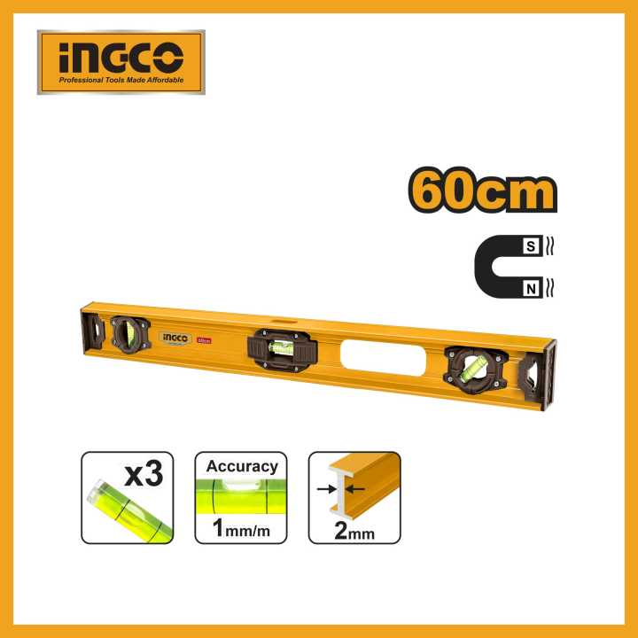 INGCO 60cm/80cm/100cm Aluminum Spirit level With magnetic