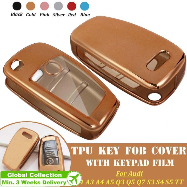 Gold Full-Protective TPU Remote Smart Key Cover with Keypad Film For Audi A1 A3 A4 S3