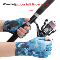 Wenefang Men's Summer Fishing Anti-slip Wearable Cool Outdoor Professional Fishing G10-DY Half Finger Gloves Ice Silk Breathable Soft UV. 