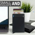 Slim RFID Aluminum Wallet with Elasticity Back Pouch Pop Up Card Holder. 