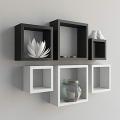 Home Decor Stuff 6 Square Shape Wall Shelf for Home Decor Purpose (Black and White). 