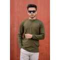 We5 Olive Green Full Sleeve Henley T-shirt For Men. 
