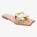 Peach Flat Sandals For Women. 