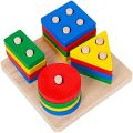 Montessori Wooden Sorting & Stacking Toy Set | Shape, Color & Counting Learning Blocks | Educational Puzzle for Baby & Toddlers. 